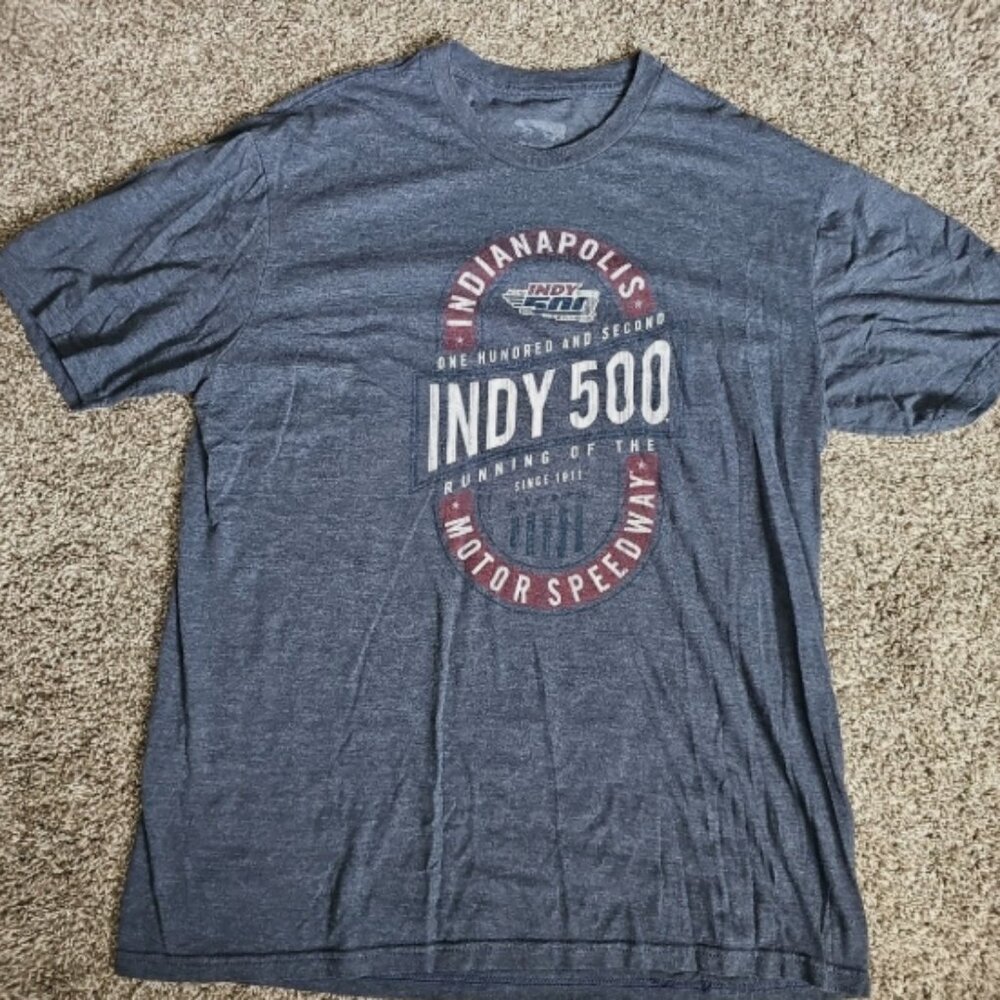 2018 Indianapolis INDY 500 Size Large Gray Short Sleeve Motor Speedway Tee